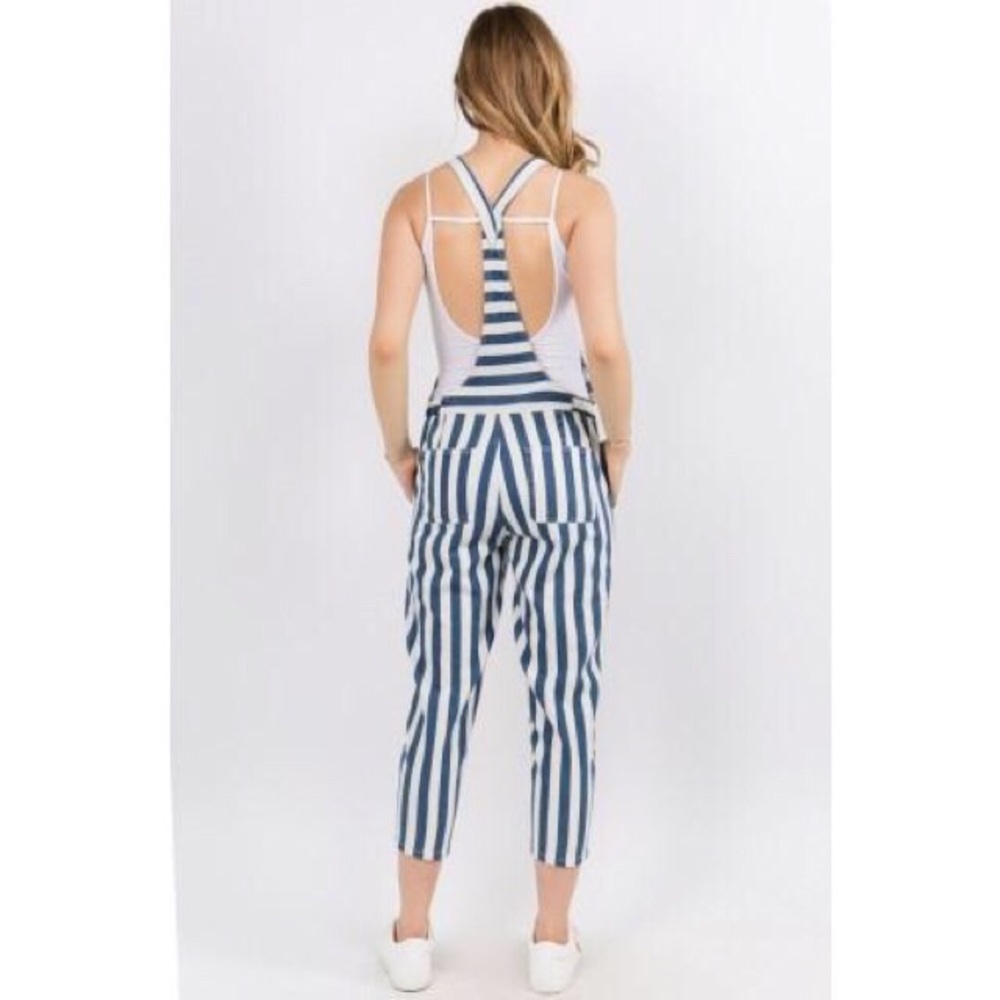 NWT STRIPED DENIM OVERALL - Picture 2 of 2